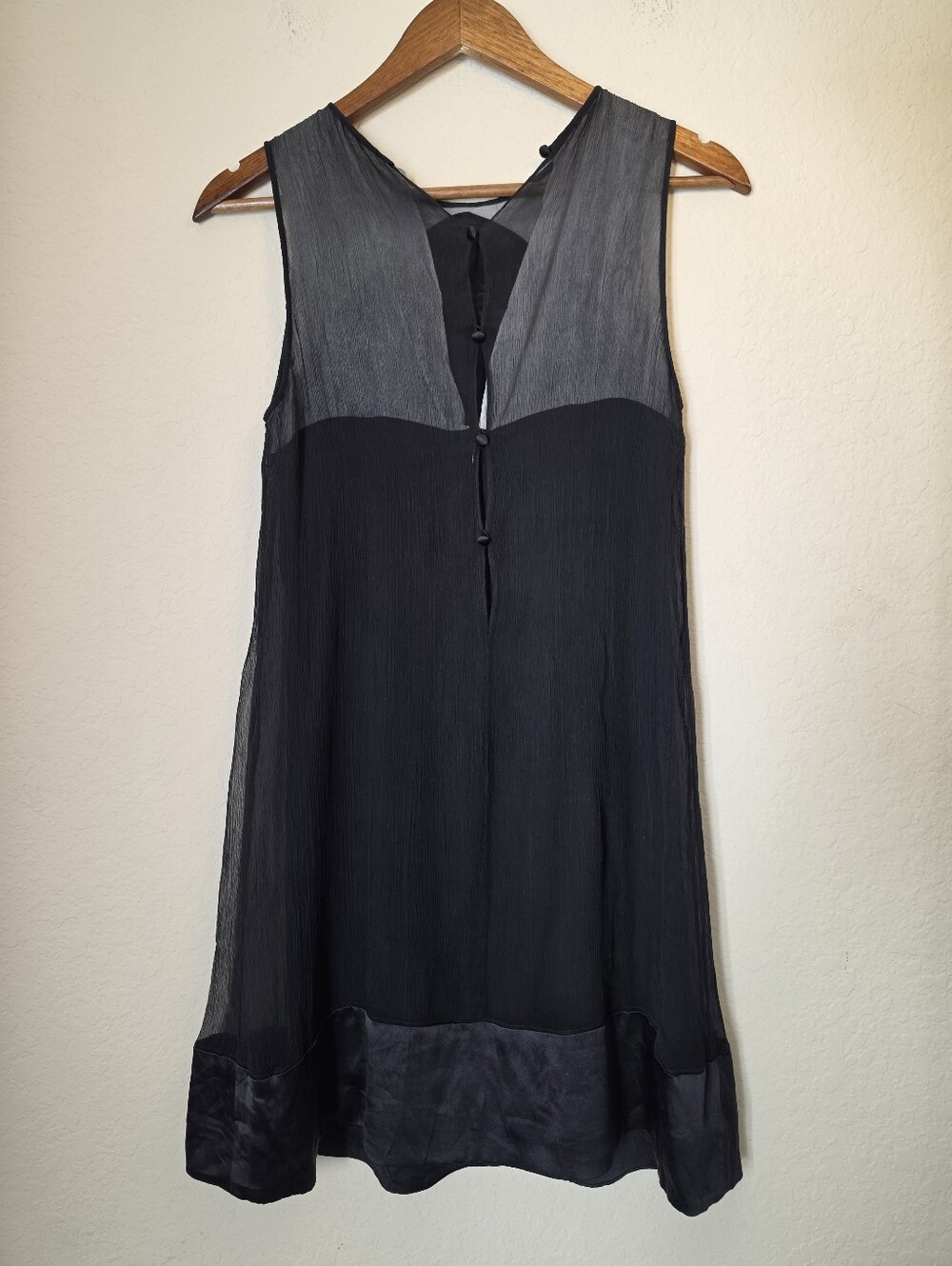 Rebecca Taylor Silk Sheer Shift Dress Womens Size 2 Black Luxury 90s Minimalist - Picture 8 of 11